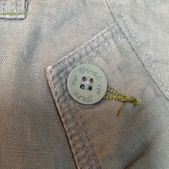 FREE PEOPLE Shorts Bermuda Roll Tab Linen Blend Blue Size 8 - Picture 5 of 5